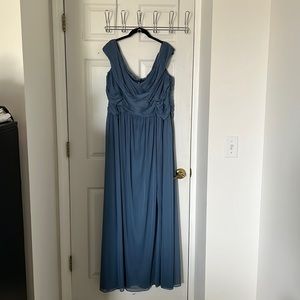 David’s Bridal Steel Blue Bridesmaid Dress